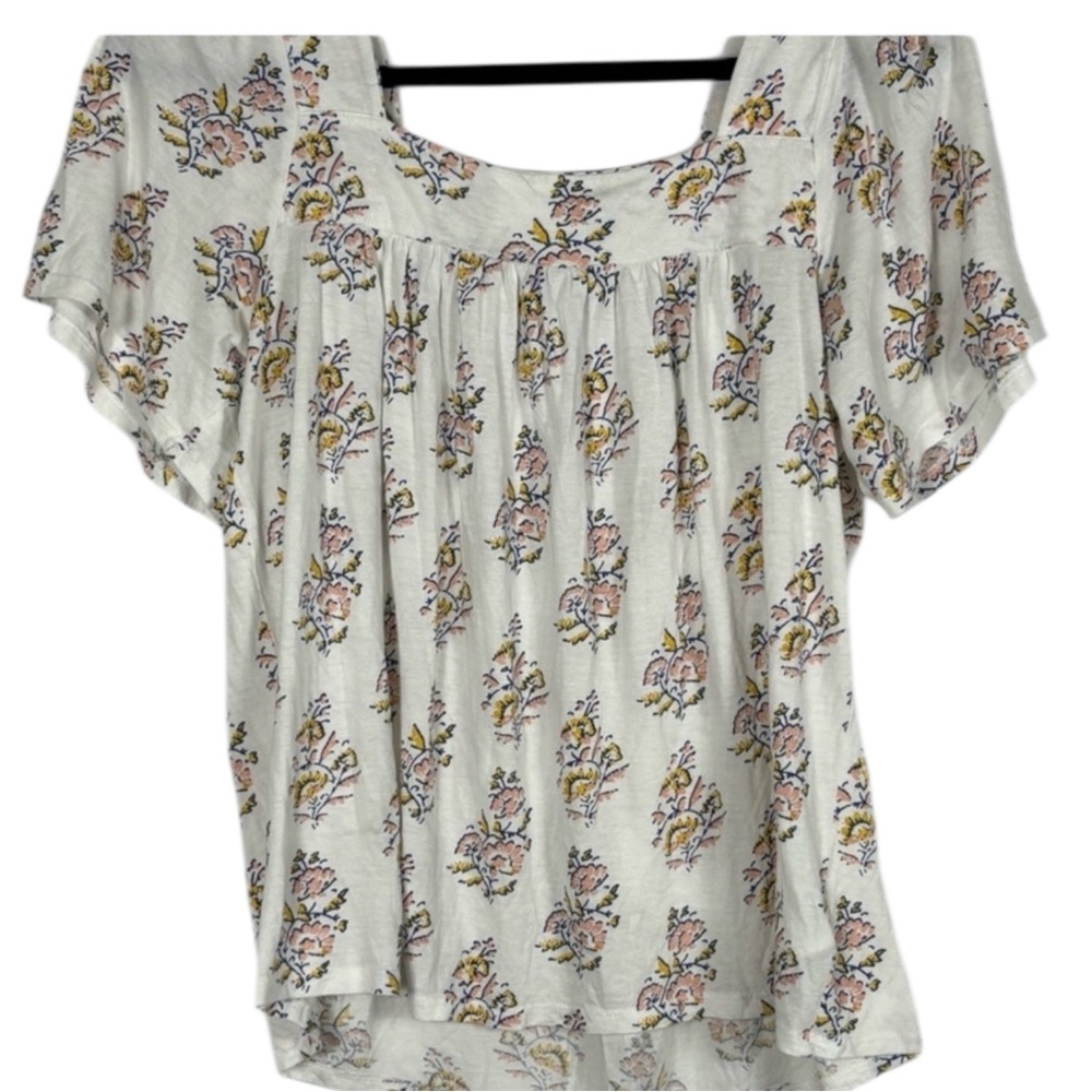 Lucky Brand Peasant Tee Blouse Floral- M
